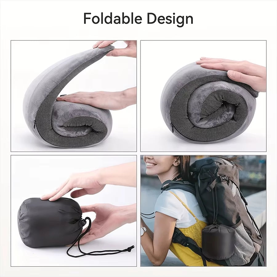 1Pc Travel Pillow Pure Memory Foam Neck Pillow, Comfortable & Breathable Cover, Machine Washable, Airplane Travel Kit with Luxur
