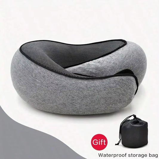 1Pc Travel Pillow Pure Memory Foam Neck Pillow, Comfortable & Breathable Cover, Machine Washable, Airplane Travel Kit with Luxur