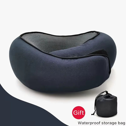 1Pc Travel Pillow Pure Memory Foam Neck Pillow, Comfortable & Breathable Cover, Machine Washable, Airplane Travel Kit with Luxur